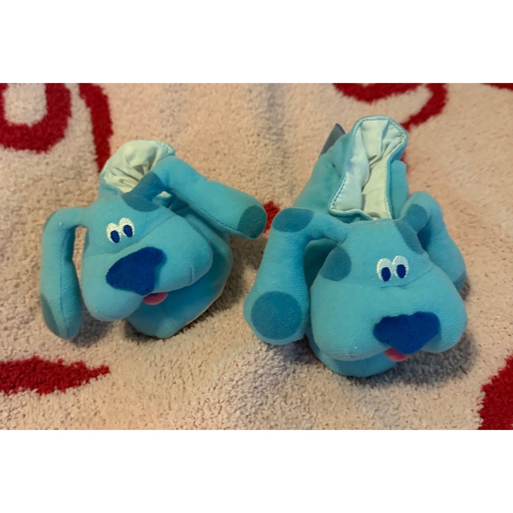 Vintage 2001 Blues Clues Blue Dog Plush Slippers Kids Blue Nickelodeon Viacom